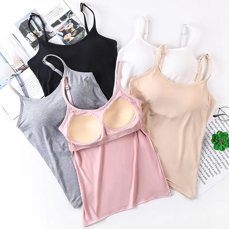 Adjustable Camisole Top with Built-in Bra