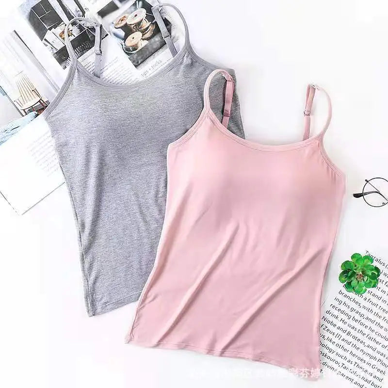 Adjustable Camisole Top with Built-in Bra
