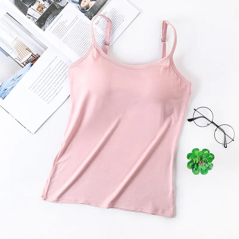 Adjustable Camisole Top with Built-in Bra