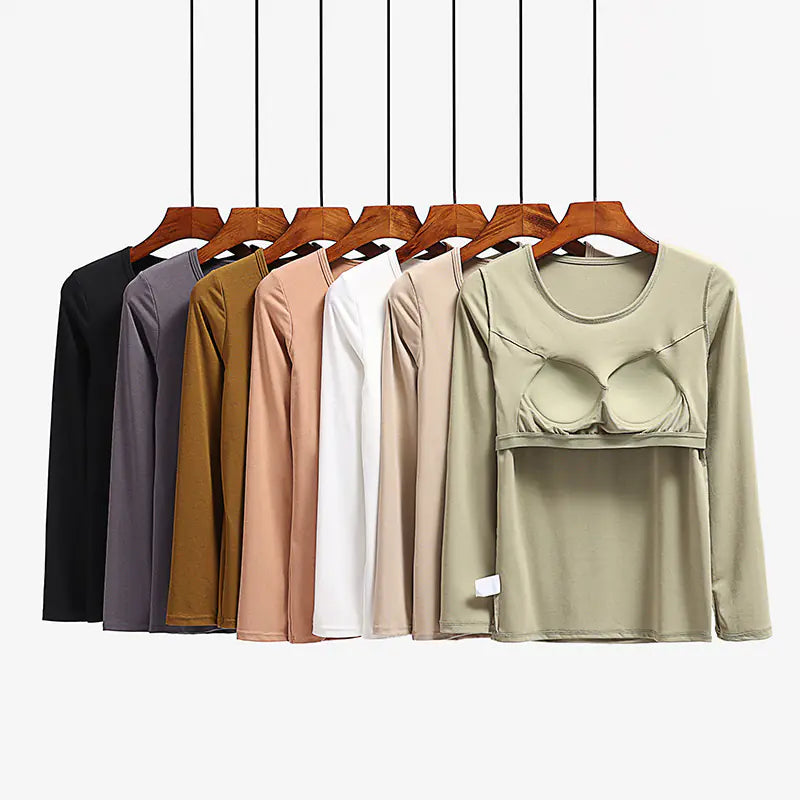 Essential Long Sleeved Top with Built-in Bra