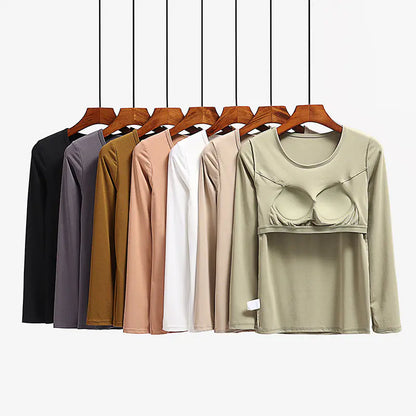 Essential Long Sleeved Top with Built-in Bra