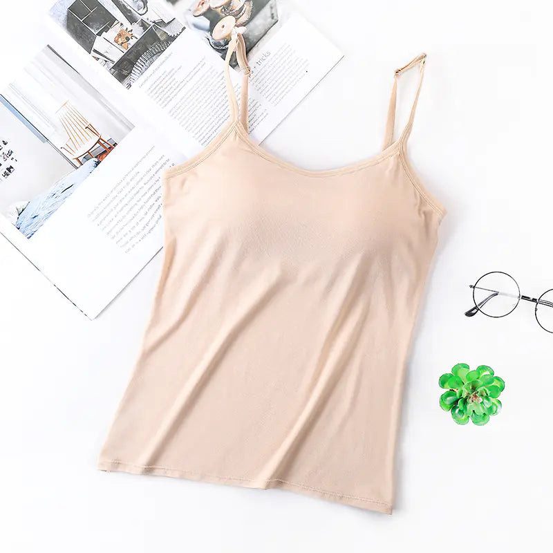 Adjustable Camisole Top with Built-in Bra