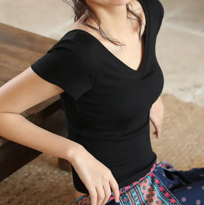 V-Neck Crop Top with Built-in Bra